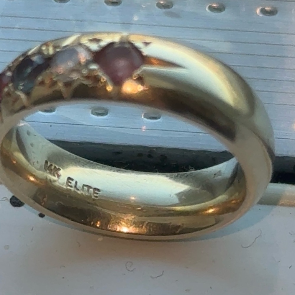 14k Gold Ring with Multicolor Stones Size 5 - Picture 4 of 8